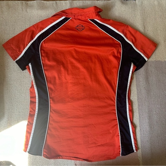 HARLEY DAVIDSON ZIP  FRONT ORANGE BLOUSE - M - Picture 5 of 13